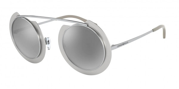 Emporio Armani EA2104 Sunglasses, 33256G SHINY SILVER & GREY MIRROR SIL (SILVER)
