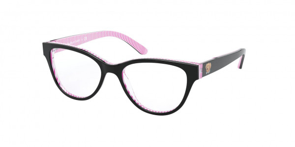 Ralph Lauren Children PP8539 Eyeglasses, 5880 SHINY BLACK ON PINK/WH STRIPES (BLACK)