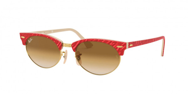 Ray-Ban RB3946 CLUBMASTER OVAL Sunglasses, 130851 CLUBMASTER OVAL WRINKLED RED O (RED)
