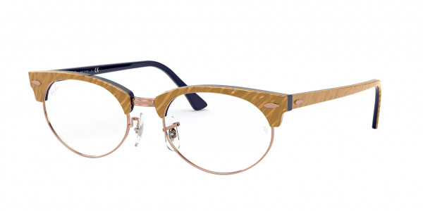 Ray-Ban Optical RX3946V CLUBMASTER OVAL Eyeglasses, 8051 CLUBMASTER OVAL WRINKLED BEIGE (BEIGE)