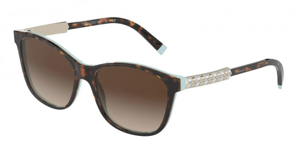 Tiffany & Co. TF4174BF Sunglasses, 81343B HAVANA ON TIFFANY BLUE BROWN G (BROWN)