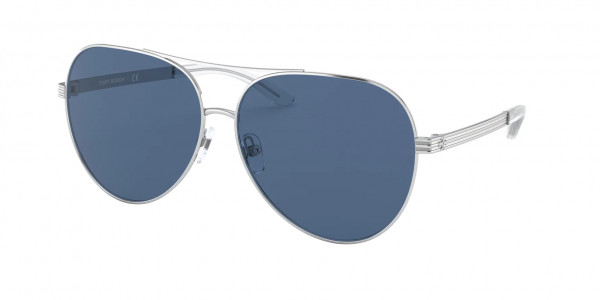 Tory Burch TY6078 Sunglasses, 316180 SILVER SOLID BLUE (SILVER)
