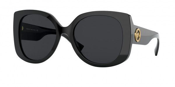 Versace VE4387F Sunglasses, GB1/87 BLACK DARK GREY (BLACK)
