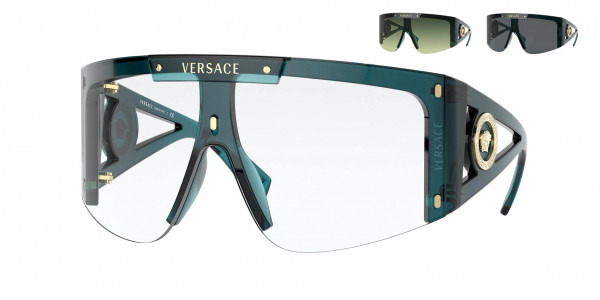 Versace VE4393 Sunglasses, 53351W TRANSPARENT PETROLEUM (BLUE)