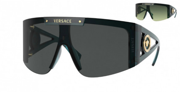 Versace VE4393 Sunglasses, 533587 TRANSPARENT PETROLEUM (BLUE)