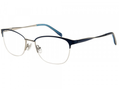 Amadeus A1037 Eyeglasses, Silver With Blue On Rim