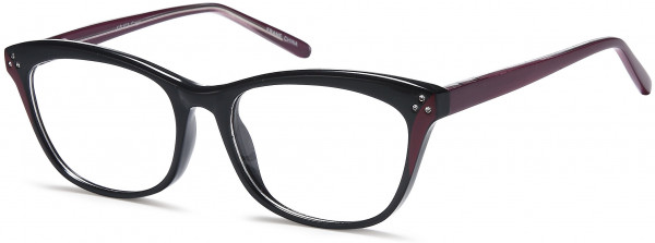 4U US103 Eyeglasses, Black Burgundy