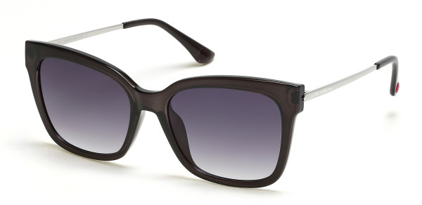 Pink PK0040-H Sunglasses, 01B - Crystal Black, Silver Metal, Grey Gradient Lens