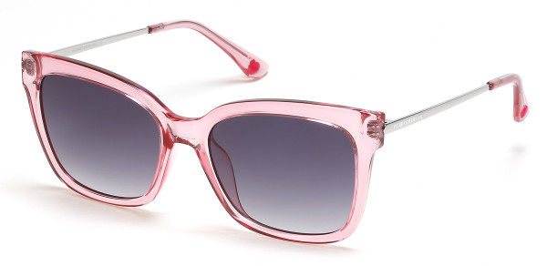 Pink PK0040-H Sunglasses, 72B - Crystal Pink, Silver Metal, Grey Gradient Lens