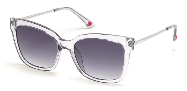 Pink PK0040-H Sunglasses, 81B - Crystal Purple, Silver Metal, Grey Gradient Lens