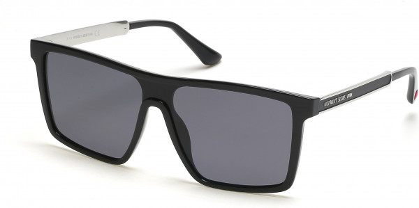 Pink PK0042 Sunglasses, 01A - Solid Black, Silver Metal W/ Grey Lens