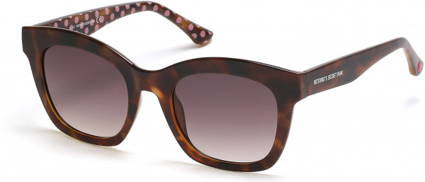 Pink PK0043 Sunglasses, 56F - Havana Over Pink Polka Dot Pattern, Brown Gradient Lens