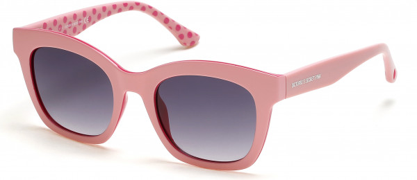 Pink PK0043 Sunglasses, 74B - Solid Pink Over Fuchsia Polka Dot Pattern, Smoke Gradient Lens