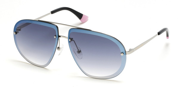 Victoria's Secret VS0051 Sunglasses, 16B - Silver W/ Grey Gradient And Mirror Rim Lens, Black Tips