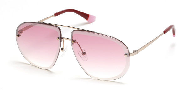 Victoria's Secret VS0051 Sunglasses, 28Z - Rose Gold W/ Pink Gradient And Gold Rim Lens, Dark Red Tips