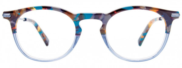 EasyClip EC536 Eyeglasses, 050 - Blue & Grey & Brown Marbled & Crystal Light Blue