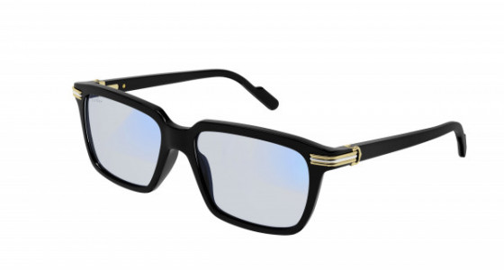 Cartier CT0220S Sunglasses, 006 - BLACK with LIGHT BLUE lenses