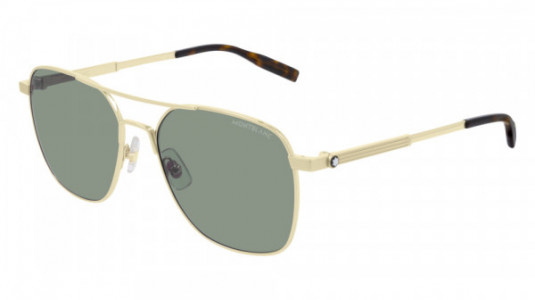 Montblanc MB0093S Sunglasses, 003 - GOLD with GREEN lenses