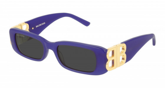Balenciaga BB0096S Sunglasses, 004 - VIOLET with GOLD temples and GREY lenses