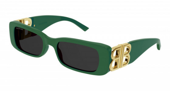 Balenciaga BB0096S Sunglasses, 006 - GREEN with GOLD temples and GREY lenses