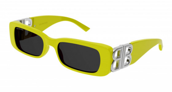 Balenciaga BB0096S Sunglasses, 008 - YELLOW with SILVER temples and GREY lenses