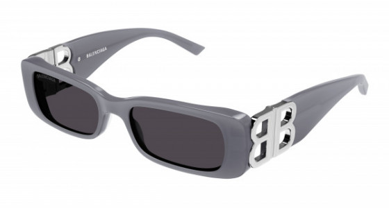 Balenciaga BB0096S Sunglasses, 014 - GREY with SILVER temples and GREY lenses