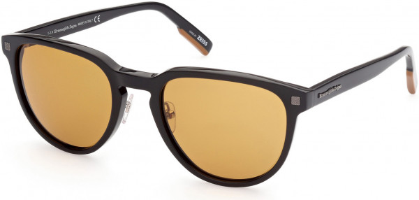 Ermenegildo Zegna EZ0150 Sunglasses, 01E - Shiny Black, Vicuna / Vicuna Tinted