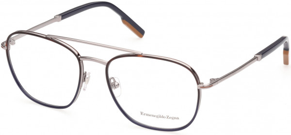 Ermenegildo Zegna EZ5183 Eyeglasses, 014 - Shiny Light Ruthenium, Shiny Navy, Vicuna