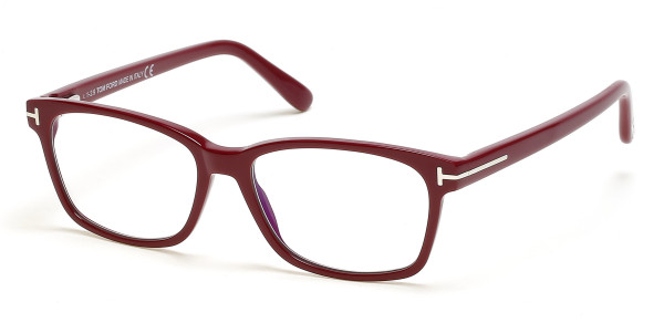 Tom Ford FT5713-B Eyeglasses, 072 - Shiny Transparent Pink/ Blue Block Lenses