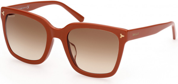 Bally BY0034-H Sunglasses, 42F - Shiny Brick Red/ Gradient Brown Lenses
