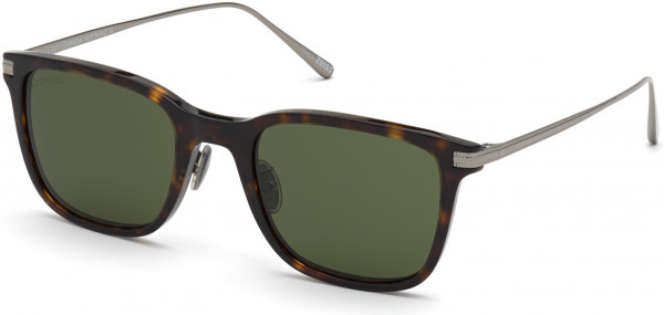 Omega OM0025-H Sunglasses, 52N - Shiny Classic Dark Havana, Shiny Gunmetal / Green