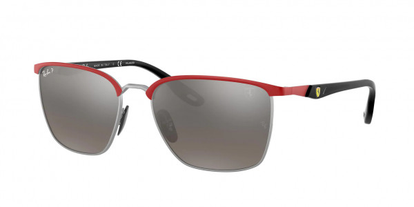 Ray-Ban RB3673M Sunglasses, F0455J RED FERRARI ON SILVER GREY MIR (RED)