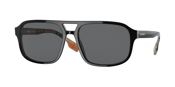 Burberry BE4320 FRANCIS Sunglasses, 383887 FRANCIS TOP BLACK ON VINTAGE C (BLACK)