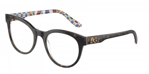 Dolce & Gabbana DG3334 Eyeglasses, 3217 HAVANA ON WHITE BARROW (TORTOISE)