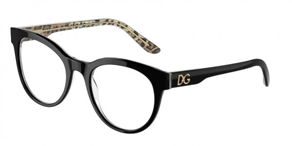 Dolce & Gabbana DG3334 Eyeglasses, 3299 TOP BLACK ON LEO BROWN (BLACK)