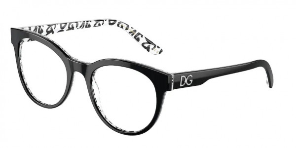 Dolce & Gabbana DG3334 Eyeglasses, 3389 BLACK ON NEW GRAFFITI (BLACK)