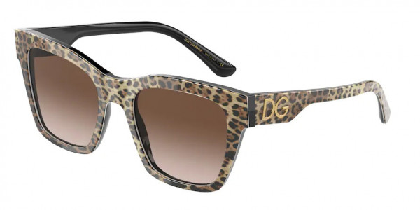 Dolce & Gabbana DG4384 Sunglasses, 316313 LEO BROWN ON BLACK BROWN GRADI (BROWN)