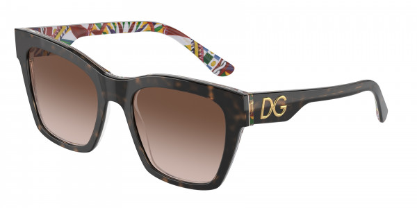 Dolce & Gabbana DG4384 Sunglasses, 321773 HAVANA ON WHITE BARROW BROWN G (TORTOISE)