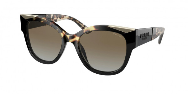 Prada PR 02WSF Sunglasses, 01M0A7 BLACK/MEDIUM HAVANA GREY GRADI (BLACK)