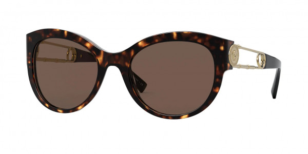Versace VE4389F Sunglasses, 108/73 HAVANA DARK BROWN (TORTOISE)