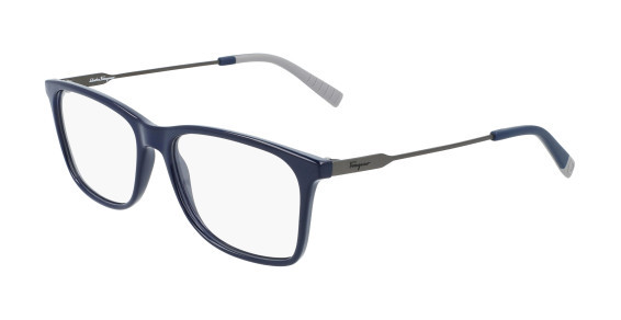 Ferragamo SF2876 Eyeglasses, (439) BLUE/MATTE RUTHENIUM
