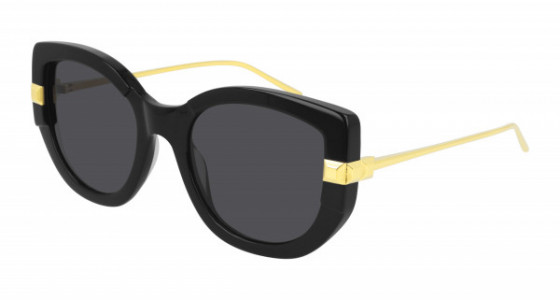 Boucheron BC0107S Sunglasses, 001 - BLACK with GOLD temples and GREY lenses