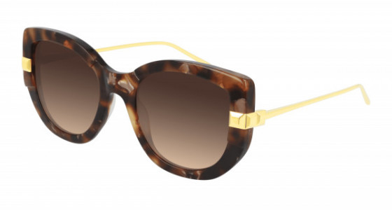 Boucheron BC0107S Sunglasses, 002 - HAVANA with GOLD temples and BROWN lenses