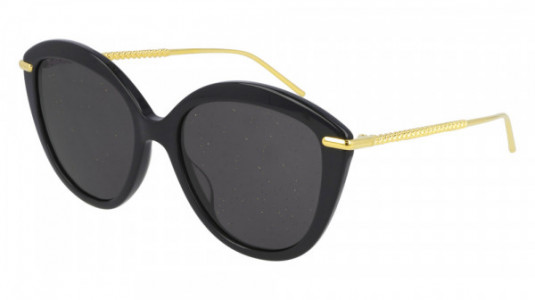 Boucheron BC0110S Sunglasses, 001 - BLACK with GOLD temples and GREY lenses