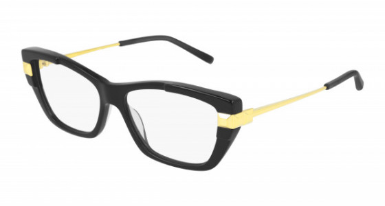 Boucheron BC0108O Eyeglasses, 001 - BLACK with GOLD temples and TRANSPARENT lenses