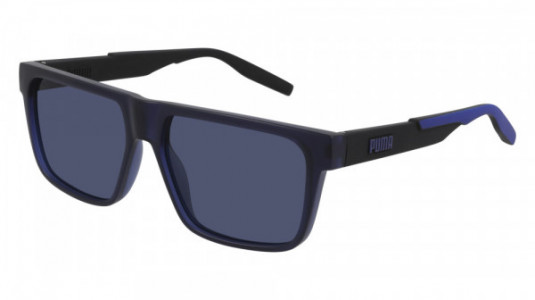 Puma PU0315S Sunglasses, 002 - BLUE with BLACK temples and BLUE lenses