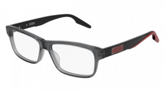 Puma PU0306O Eyeglasses, 003 - GREY with BLACK temples and TRANSPARENT lenses