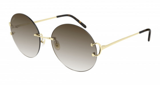 Cartier CT0036RS Sunglasses, 001 - GOLD with BROWN lenses