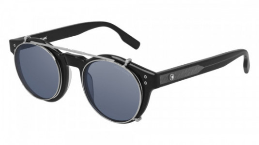 Montblanc MB0123S Sunglasses, 003 - BLACK with BLUE lenses