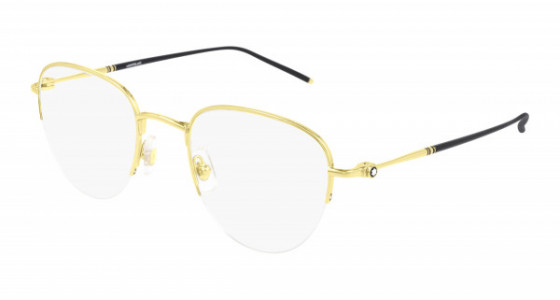Montblanc MB0129O Eyeglasses, 004 - GOLD with TRANSPARENT lenses